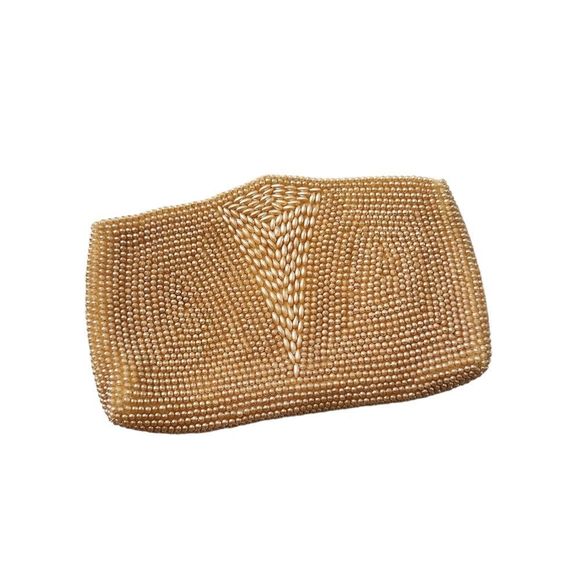 Vintage Handbags - VINTAGE GOLD BEADED Clutch Bag